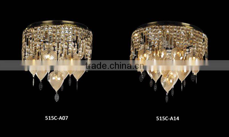 Turkish Hand Blown Glass Crystal Ceiling Lamp Luxury Round Crystal Ceiling Lamp Hallway Corridor Balcony Ceiling Lamp