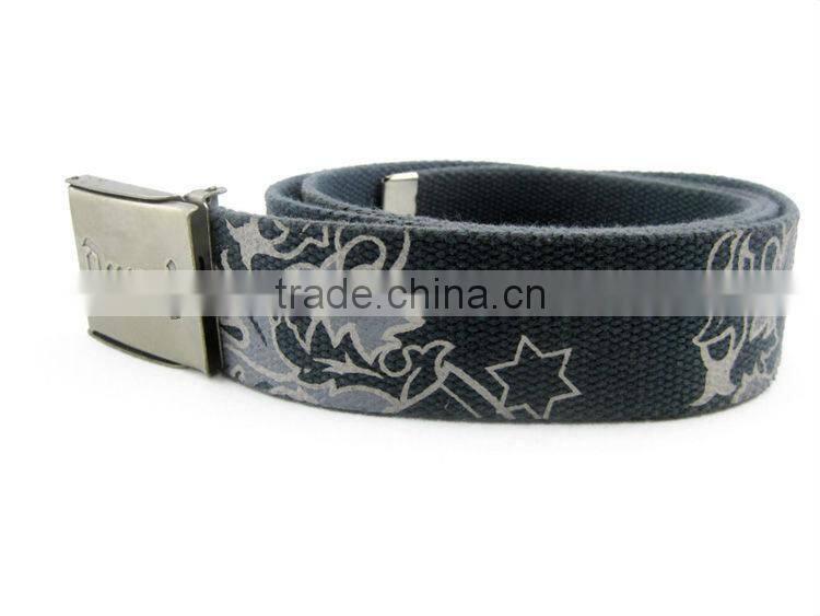 Beyond Military Printed Cotton Canvas Belt with Metal Bottle Opener Buckle