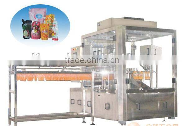 Stand bag juice filling and sealing machine with date printer and inlet and outlet conveyors