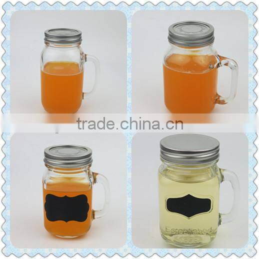 16oz Clear Glass Mason Jar with Silver Lid and Straws