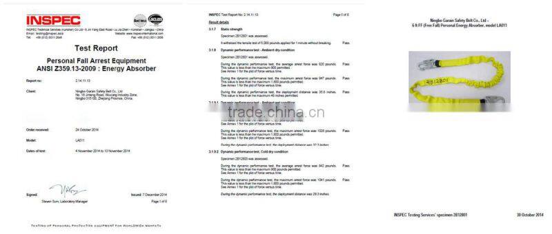 Absorber Lanyards with ANSI Certificatewith ANSI Certificate