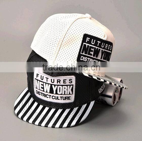 Black leather 6 panel snapback customize cap hat custom