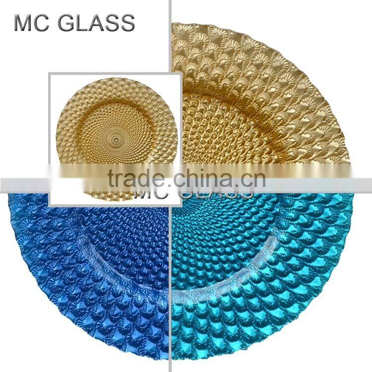 Factory Directly Cheap Wholesale Fancy Wedding Decorative Gold Glass Charger Plate