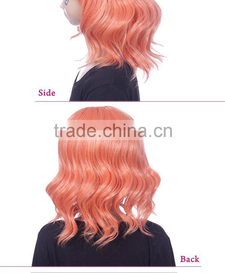 Good quality short orange cosplay hair wig