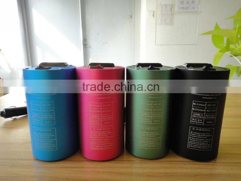 DC 12V/24V input voltage and AC 220V output 200W car power inverter with USB port