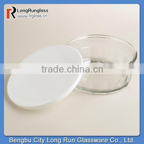 LongRun 9" New Design Working Glass Bowl with Plastic Lid Charming Glass Serveware Wholesale