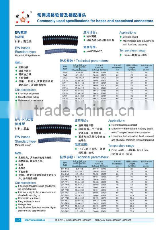 RUIAO nylon insulated hose electrical flexible corrugatedcable conduit