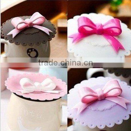 Lovely Bow Lid Watertight Silicone Cup Lid Cover Case Mug Cap Block dust Leakproof