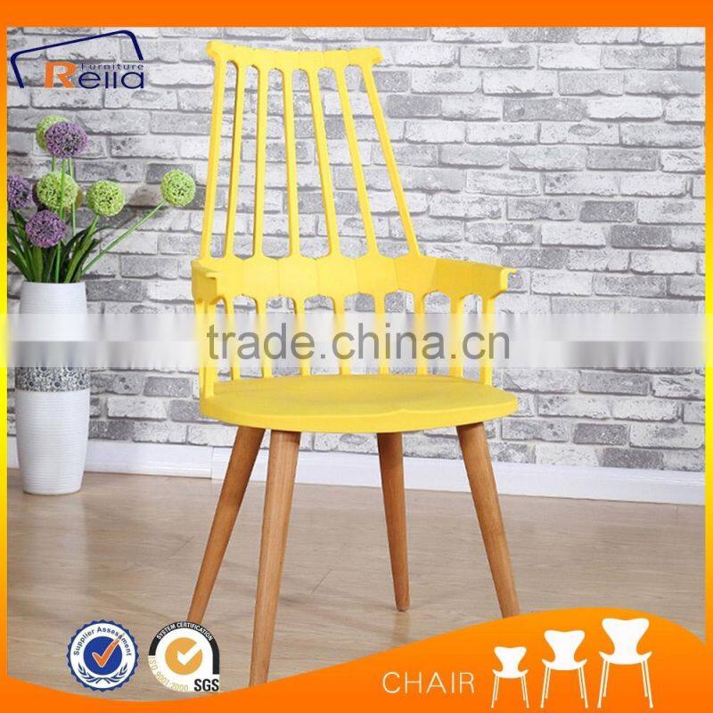 New Design Dining Room Plastic Chair With Wood Legs