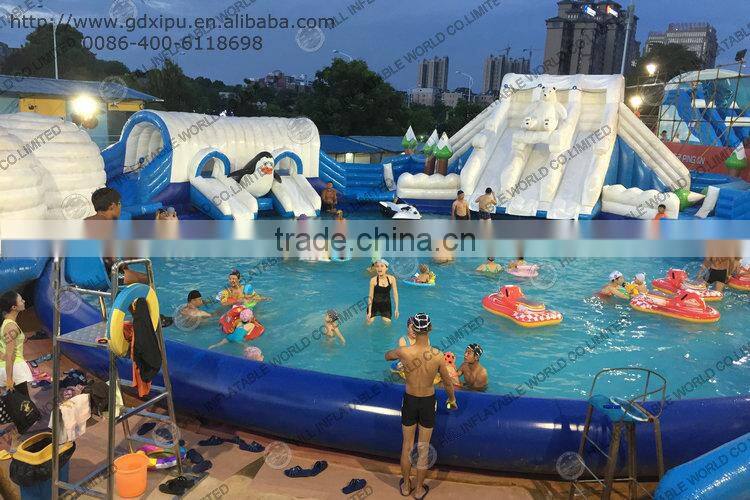 2016 New Design Giant Inflatable Obstacle Course with Water Pool Combo