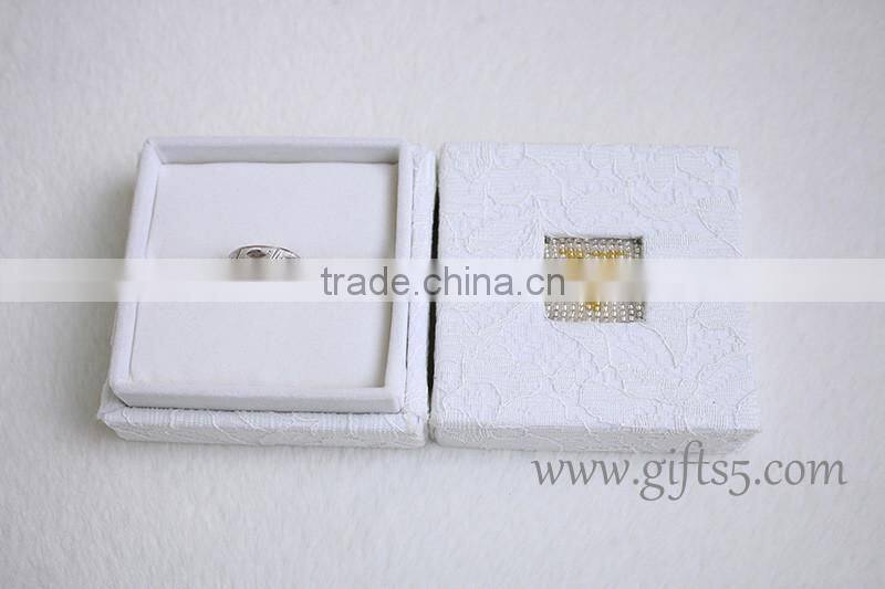 Elegant personalized wedding ring box for ceremony with beaded name plate of Y