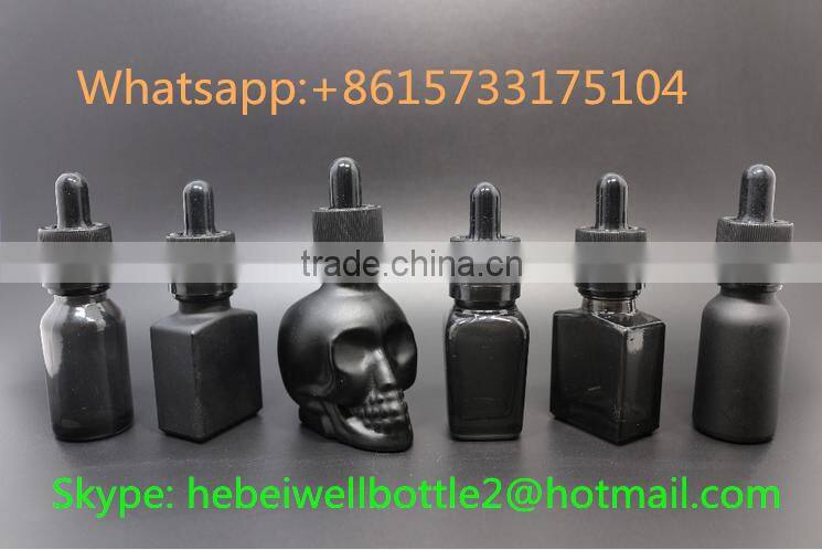 E liquid bottle with dropper glass bottle 1oz with skull shape glass dropper bottle for e-juice
