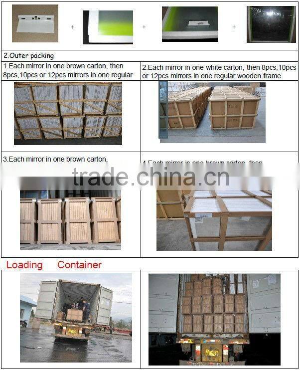 2016 4mm+4mm fashional frameless double layer wall mounted mirror/silver mirror/shelf light promotion mirror