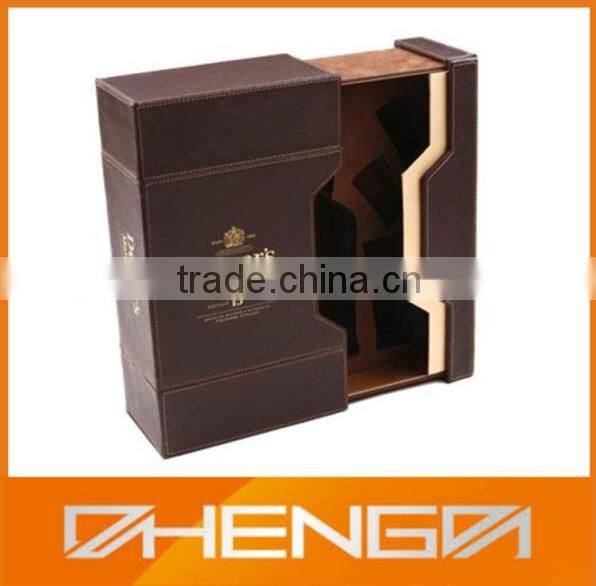 Best Sell factory custom made light blue leather red wine box (ZDS-F370)