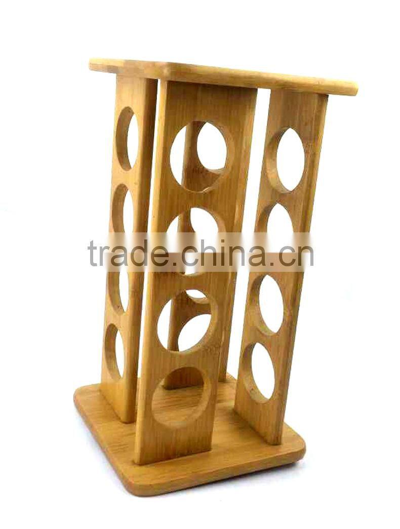 BH010/ 2016 Rolling Up Revolving Organic Bamboo Spice Jar Rack