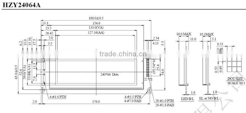 Low Price Graphic 24064 LCD Widely Applied 240*64 LCD LCM Modules