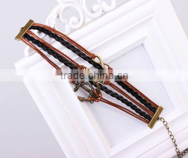 MYLOVE 5 colors in stock love bracelets & bangles braided leather jewelry MLBZ017