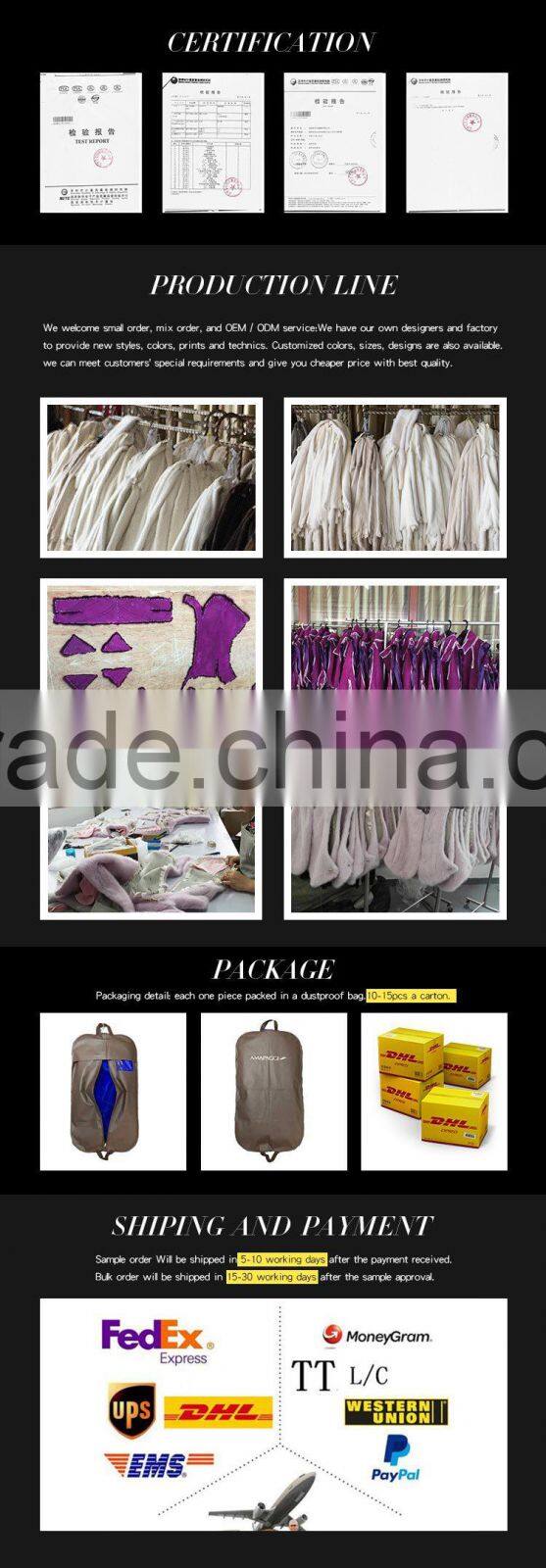 China custom women black leather vest with fur