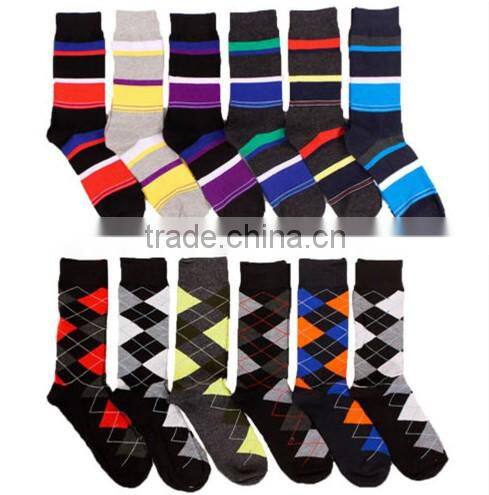Factory Custom Fashion Collective striped or dotted happy mens socks