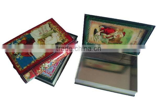 wholesale christmas gift book shape tin box