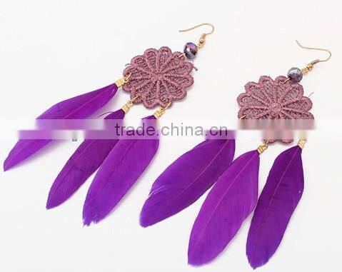 New sex black feather earrings for women