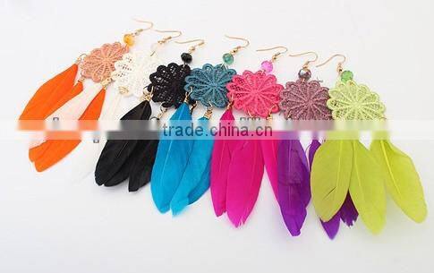 New sex black feather earrings for women