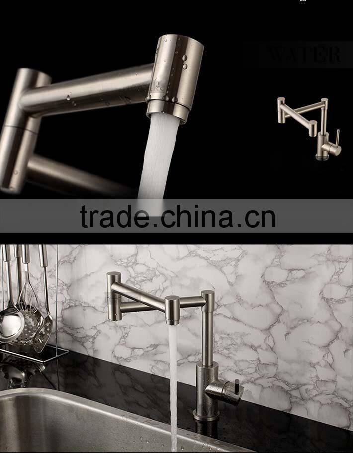 360 degree rotate folding nickle brushed finishing 304 stainless steel kitchen sink faucet mixer taps