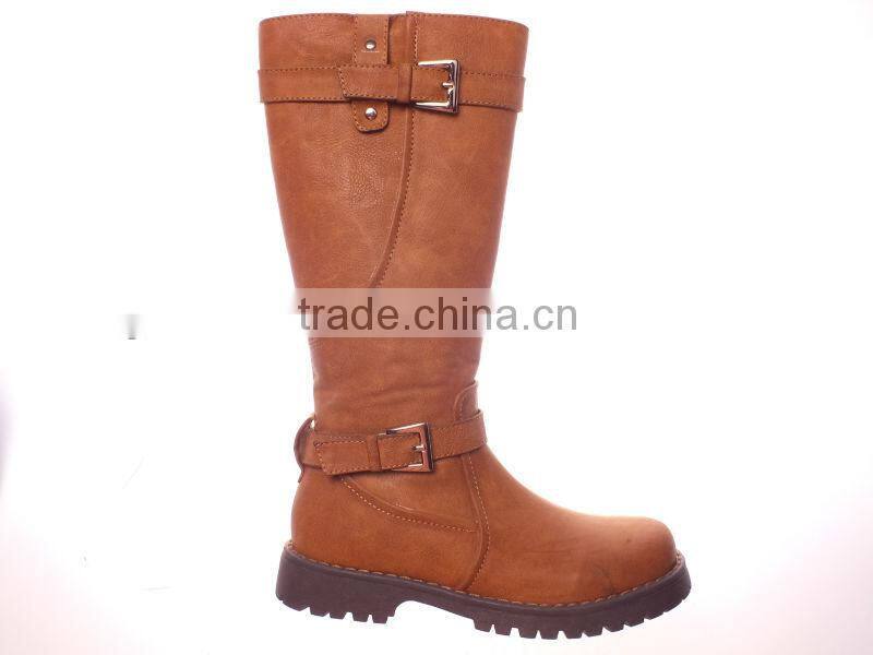 Children leather boots fashion design rivets and buckle decoration 2014