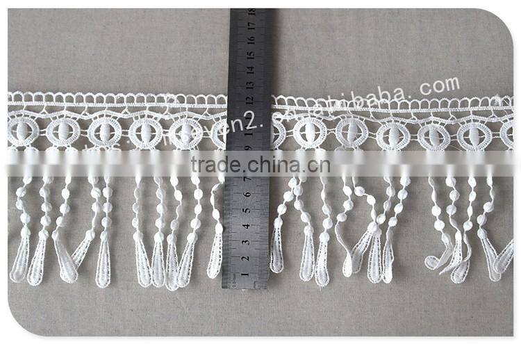Special design 12.5cm width polyester macrame fringe lace trim water soluble