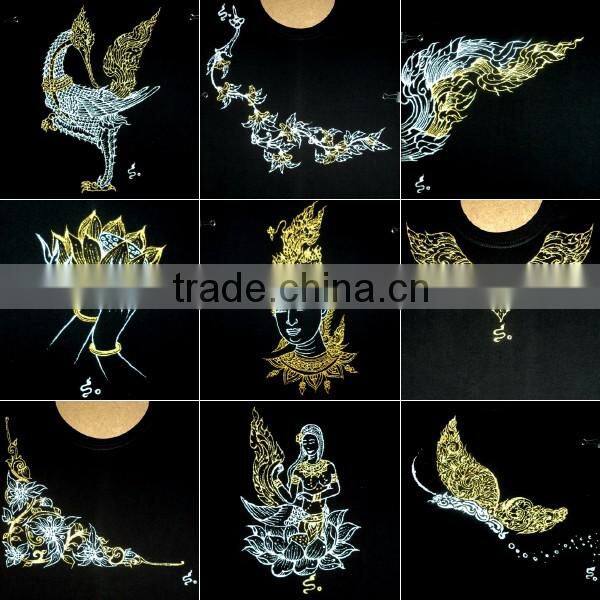 Thai Dragon/Naka THAILAND ART T-SHIRT PAINTED Acrylic Glitter FABRIC PAINTING BY HAND RARE PRODUCTS