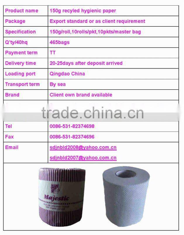 150g recyled hygienic paper