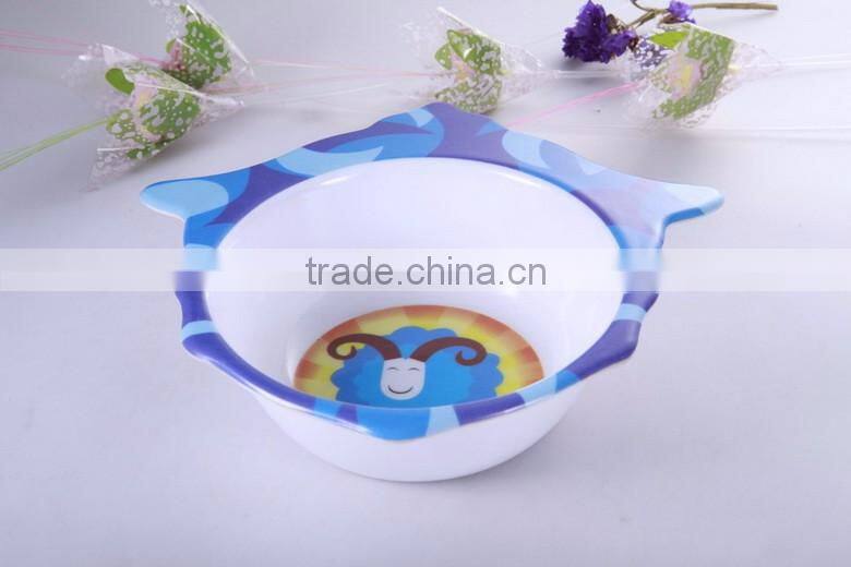high quality melamine round plate with cartoon printed for kids