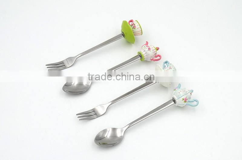 Existing molds various design resin handle stainless steel spoon and fork for gifts