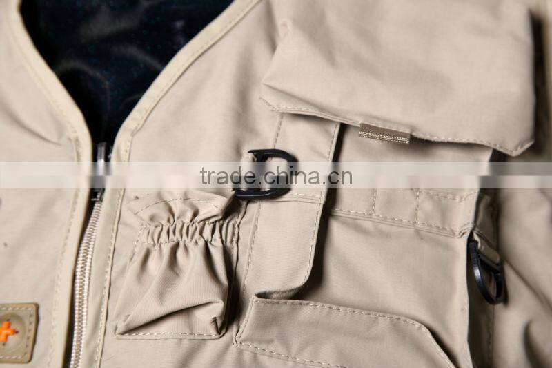 2016 New hot sale fashion cream fishing vest working vest with many pockets