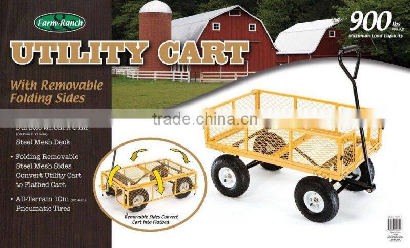 four-wheel garden cart with drop down sides and pneumatic tyres TC1104