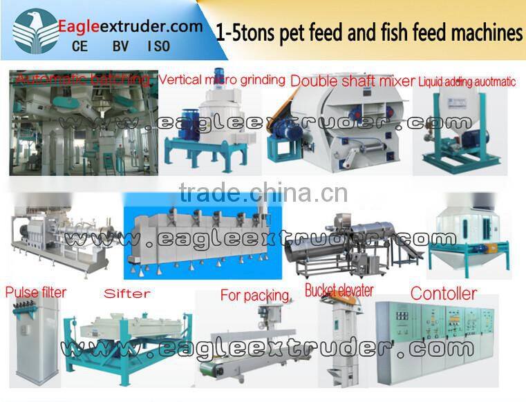 1.5tons per hour animal feed dog food and floating fish feed pellet twin screw extruder machine