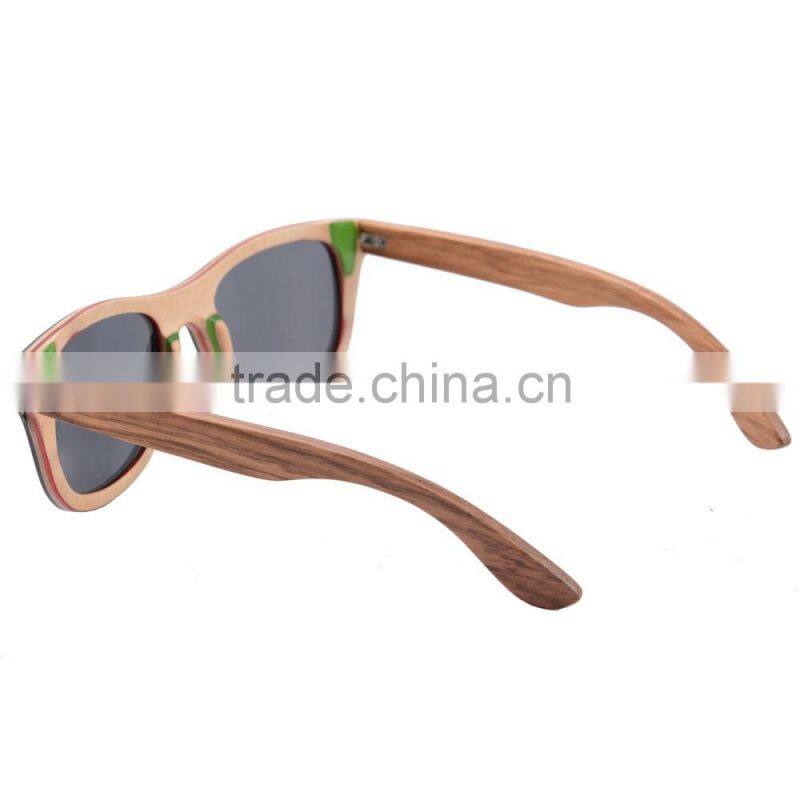 Custom engraving logo recycled skateboard wood sunglasses