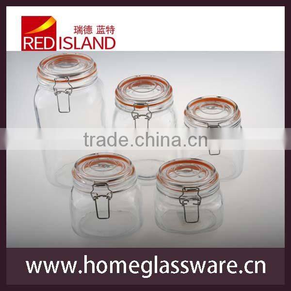 wholesale clear food storage jar with swing top