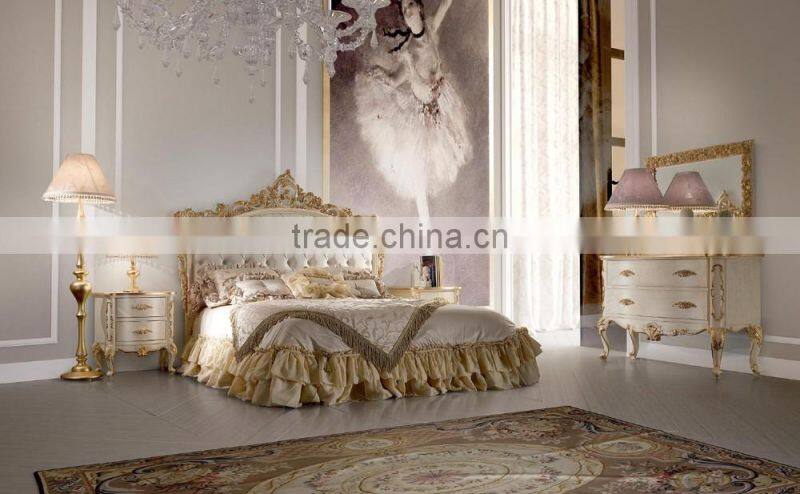 Luxury French Style Bed, Royal Solid Wood Bedroom Furniture