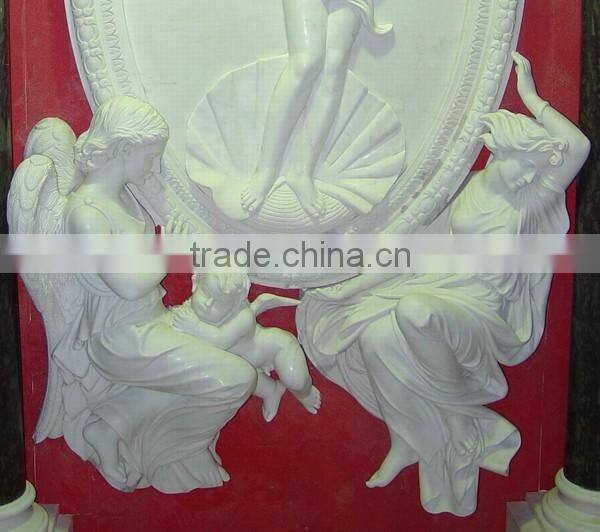 White Marble Carved Angel High Relief Sculpture