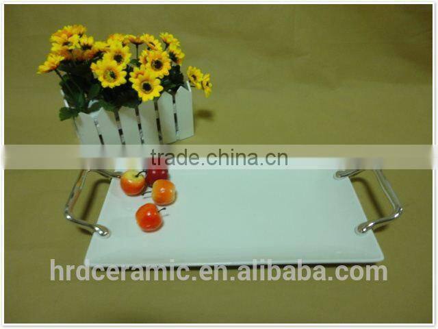 Manufactured in China stock ceramic plates with handles