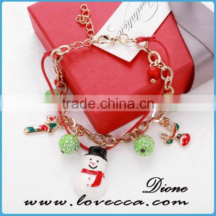Christmas snowman gift jewelry bead charm bracelets with Christmas elements