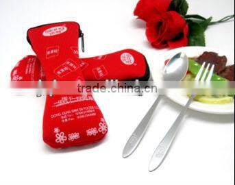 Portable takeaway 3pcs travel cutlery set with pouch bag