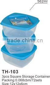 3 pcs Square Plastic Container,wholesale clear container