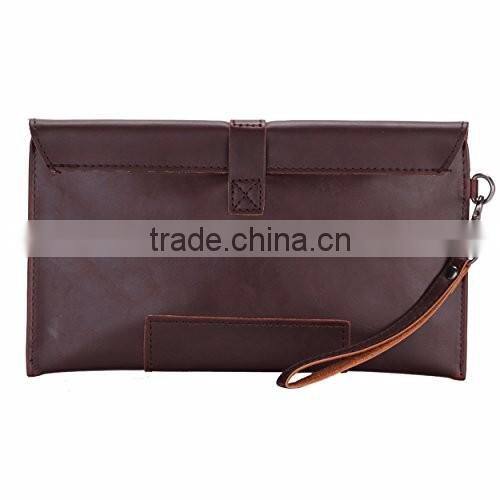 PU Leather Clutch Wallets Purse Handbag With Wristbelt