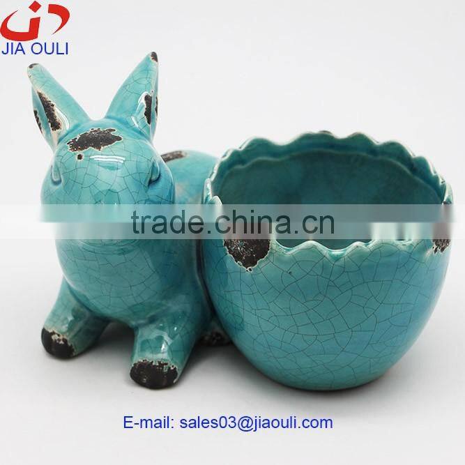 BSCI Audit Factory decorative ceramic chicken antique white ceramic rooster