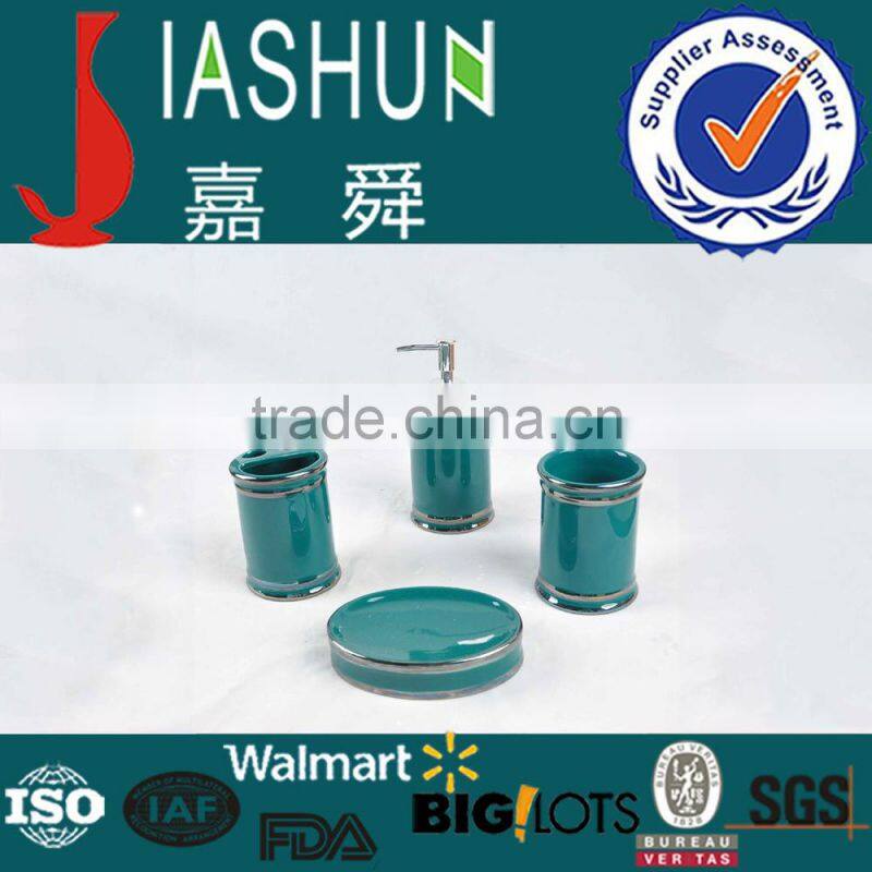 dark green glaze with mixed silver edge bathroom accessory set dolomite