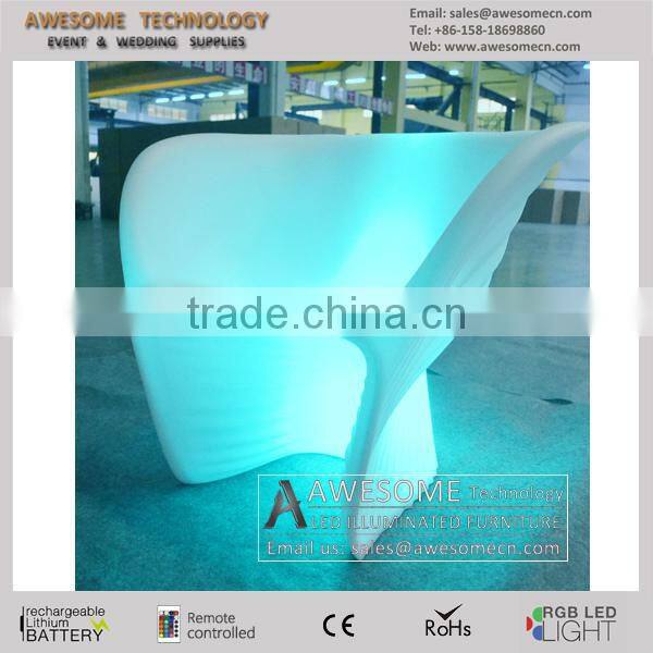 Elegant plastic armchair / outdoor use led plastic chair with arms