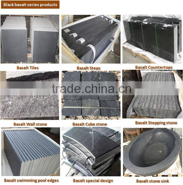 High quality polished Mongolian black basalt stone tiles