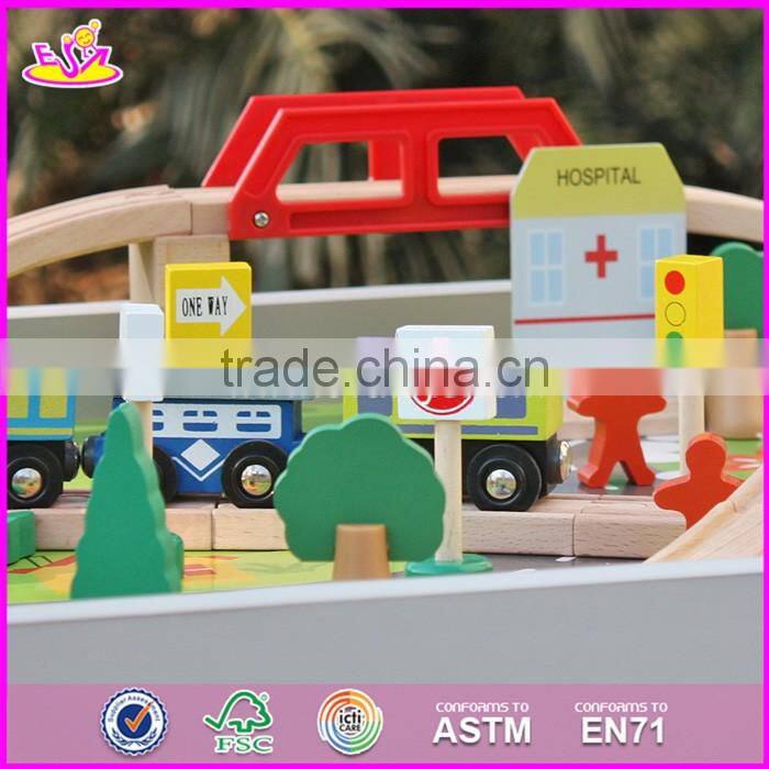 2017 New design educational kids activity toys wooden train table set W04C070